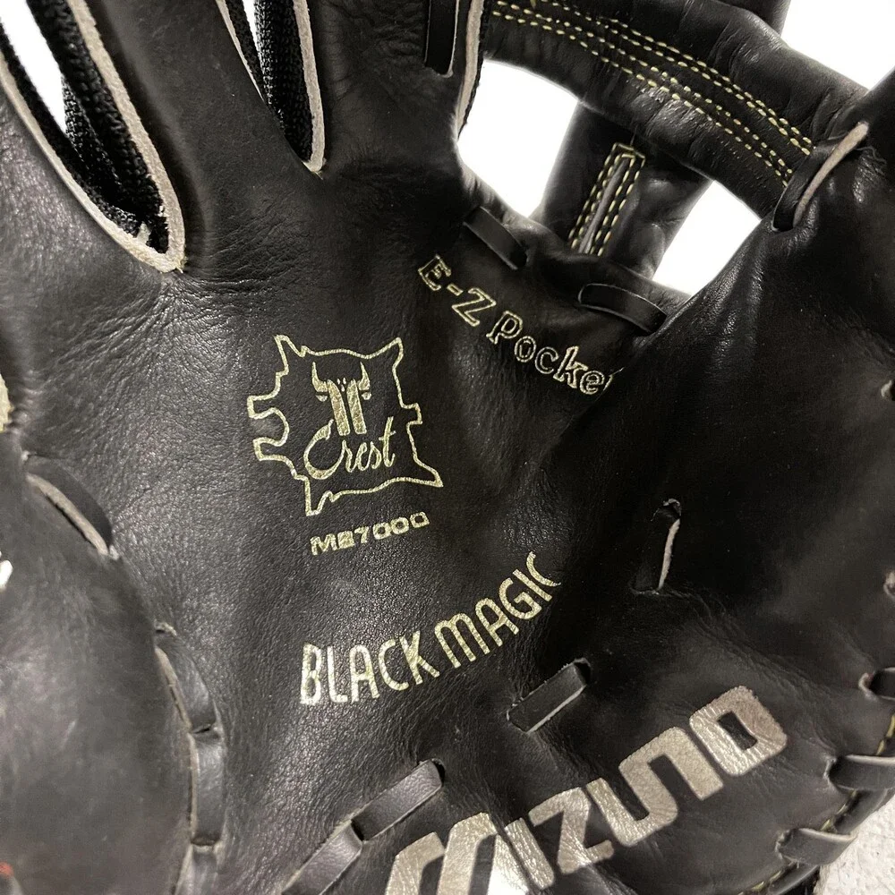 Vintage Mizuno Baseball Glove Mens 12 Black Leather Nylon Black Magic MB7000